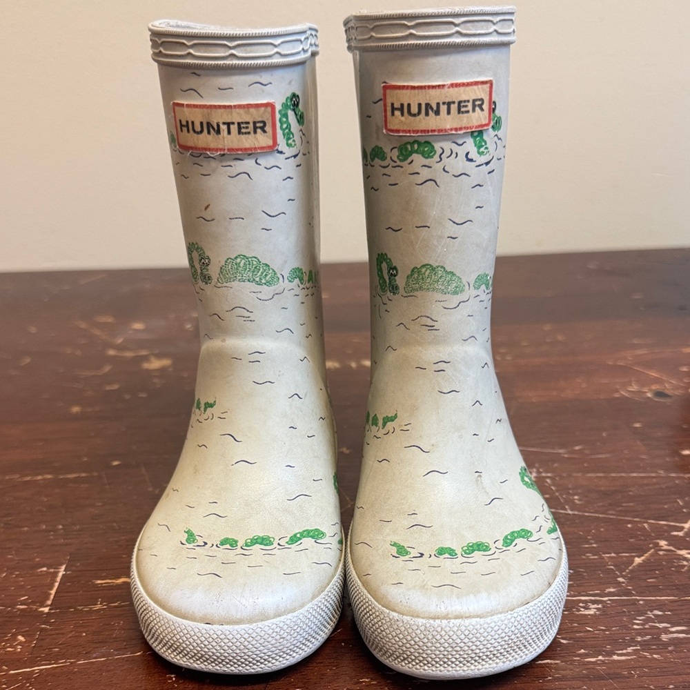 Hunter Toddler Gray and Green Rain Boots